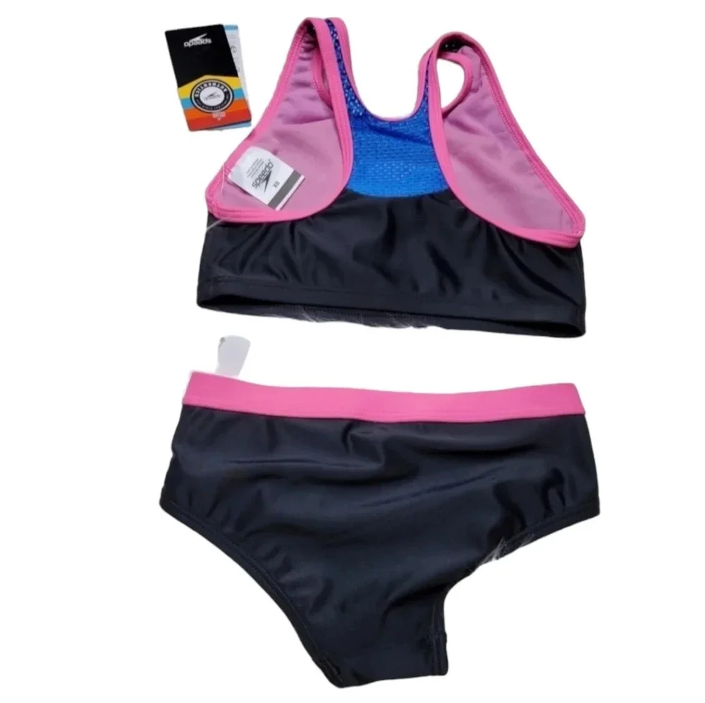 Speedo Girl's Pink/Black‎ 2 Piece Bikini Set
